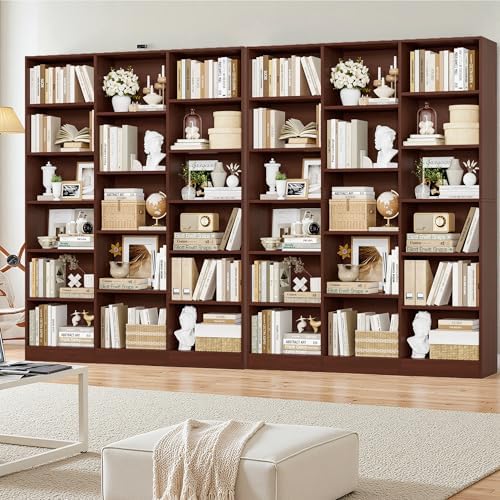 FACBOTALL Triple Wide Bookshelf, Large Bookshelf with 17 Display Shelves - Image 5
