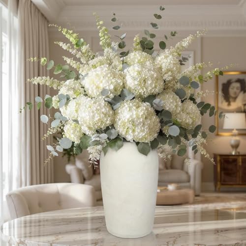Briful 12'' Large Ceramic Rustic Vases Shabby Vintage Textured, 4.36'' Wide Mouth Pampas Vase for Fake Flowers Branches, Farmhouse Home Décor, Weddings Shelf Table Decor,Beige - Image 5
