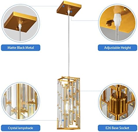Gold Pendant Lighting Modern Pendant Light, Mini Crystal Chandeliers,Adjustable Pendant Light Fixture for Kitchen Island Dinning Room Bedroom (1 Pack) - Image 4
