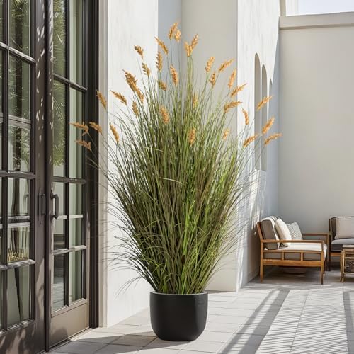 Lifelike Faux Plastic plantas Synthetic Pampas Grass Indoor Outdoor Realistic Floor Plants pet Friendly Artificial Grass for Home Office Wedding Patio Front Fake Grass Decor Housewarming Gift - Image 6