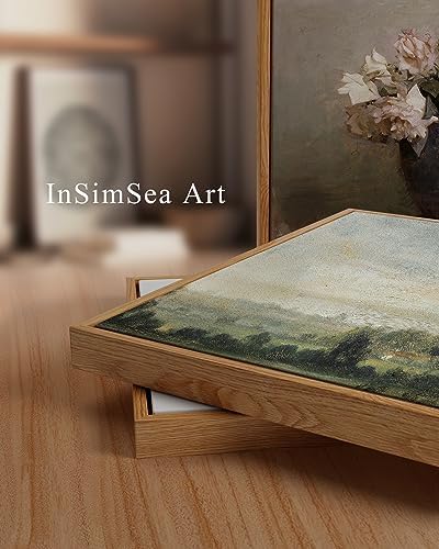 InSimSea Framed Canvas Wall Art Vintage Decor, Landscape Wall Art Home Decor, Wild Field under Sky, Modern Farmhouse Decor, Cottagecore Bedroom Kitchen Bathroom Decorations, 24"x36" - Image 2