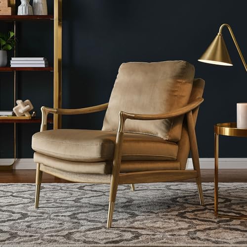 Modway Langford Stain-Resistant Performance Velvet Armchair – Mid Century Modern Velvet Chair with Wood Frame – Upholstered Accent Chair for Living Room or Bedroom - Image 2