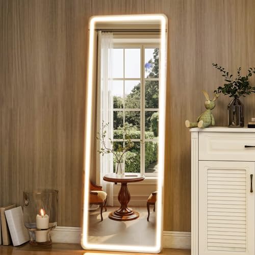 GLSLAND LED Full Length Mirror, 60"x16" Rectangle Floor Mirror with Stand - Image 2