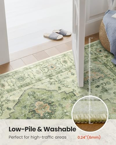 Amada Large 8x10 Washable Area Rug for Living Room, Green, Vintage Style - Image 5