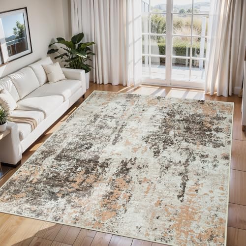 6x9 Area Rugs for Living Room Washable Bedroom Dining Room Brown Beige by Aelenmu