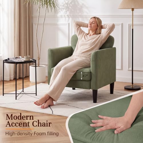 Kromax Accent Chair for Living Room, Comfy Upholstered Armchair, Green - Image 4