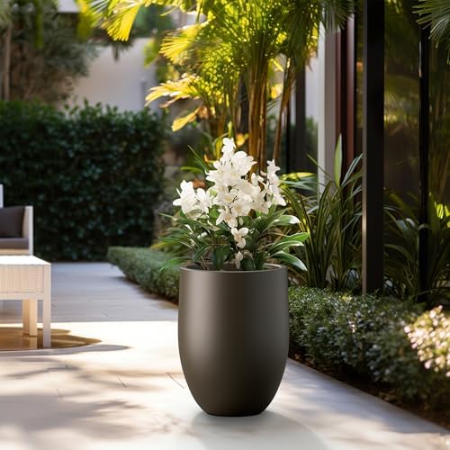 Kante Large Round Bullet Dark BRN Concrete Planter 21.7" Tall, Outdoor - Image 3