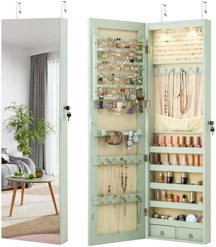 GIANTEX Wall or Door Mounted Jewelry Armoire with Full Length Mirror, 47.5" by Giantex