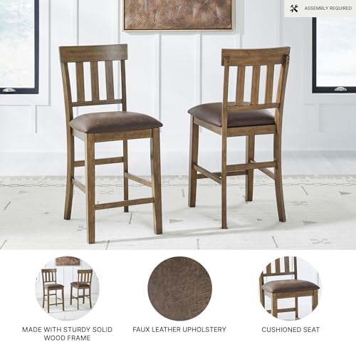 Signature Design by Ashley Wood Counter Height Bar Stools, Set of 2, Brown - Image 4