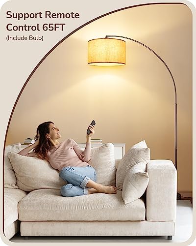 EDISHINE Bronze Modern Floor Lamp with Remote, 78.3" Tall Arc Standing Lamp - Image 2