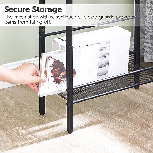 HOOBRO Small Narrow Side Table with Charging Station, Skinny End Table for Small Spaces, Slim Nightstand with USB Ports Outlet, Sofa Beside Table with Storage Shelf, Rustic Brown and Black BF102UBZ01 - Image 6