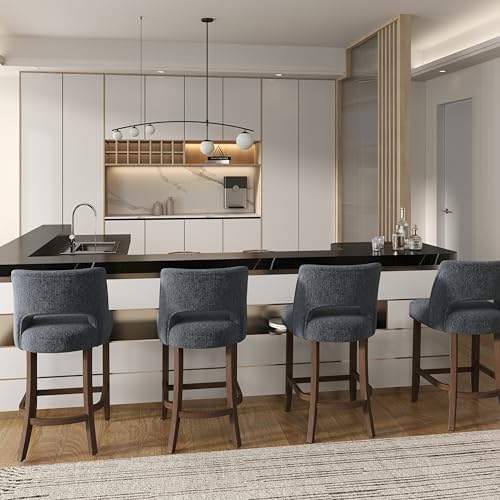 VKNOW Bar Stools Set of 2, 26" Fabric Counter Height Bar Stools, Navy Blue - Image 4