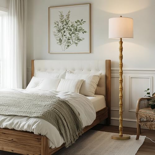 BOBOMOMO 62" Rustic Farmhouse Floor Lamp Antique Gold with Remote & Dimmable 9W Bulb, 3 Color Temperatures Resin Standing Lamp, Retro Tall Lamp for Living Room, Bedroom, Nursery, Office, Reading Nook - Image 6