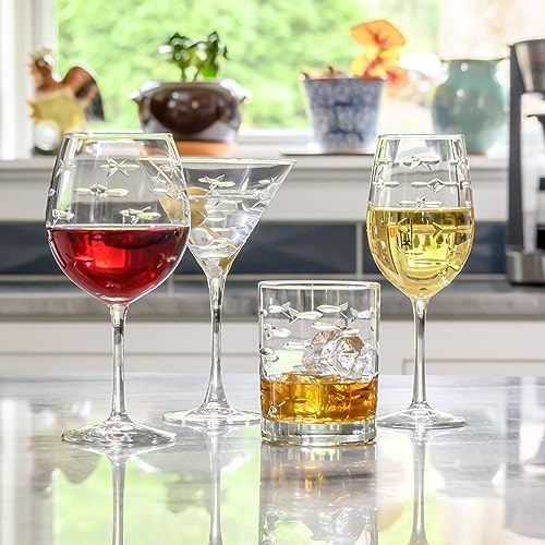 Rolf Glass School of Fish 13 oz Double Old Fashioned Whiskey Cocktail Glass | Set of 2 | Engraved Lead-free Tumbler Glasses | Made in the US - Image 4