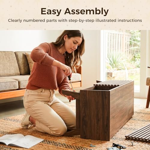 AODK 59" TV Stand, Media Console for TVs up to 65", Walnut - Image 6