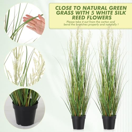Jexine 4 Pcs 4 ft Tall Artificial Grass Plant Potted Artificial Greenery Floor Plants Faux Pampas Grass Tall in Pot for Housewarming Gift House Garden Bathroom Lobby Outdoor Decoration - Image 3