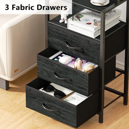 Furnulem Night Stand, Tall Nightstand with Charging Station for Bedroom - Image 6