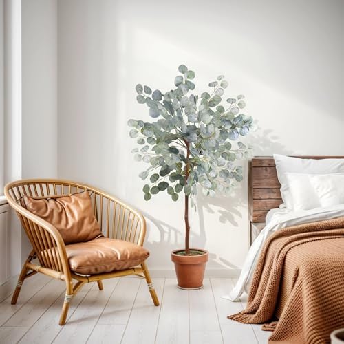 Artificial Eucalyptus Tree 4FT with White Silver Dollar Leaves - Image 6