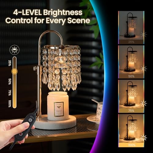 Candle Warmer Lamp with Timer Dimmer and 3 Bulbs, Lamp Candle Warmer with Marble Base,Wax Melt Warmer for Jar Candles, Birthday Gifts for Women Mom, House Warming Gifts New Home Decor - Image 6