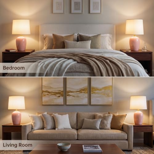 Dawnwake 19.1" Ceramic Table Lamps Set of 2 for Bedroom Living Room,Pink - Image 5