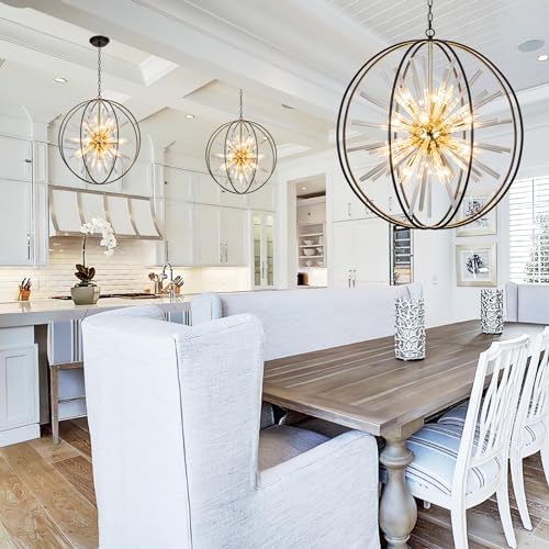 Vezzio Modern Black and Gold Sputnik Chandelier for Dining Room - Image 2