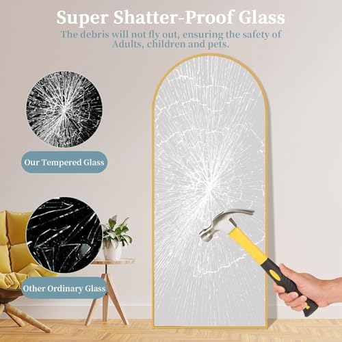 56"x14" Arched Full Length Mirror with Stand,Full Body Floor Mirror - Image 4