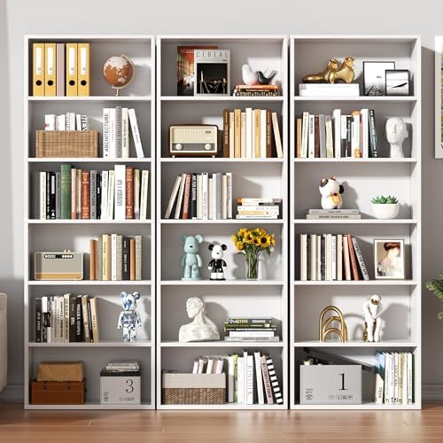 6-Tier Bookshelf, Modern Open Bookcase,6 Shelf Display Storage Shelves Floor Standing, 71 inches Tall Shelves for Home Office, White - Image 6