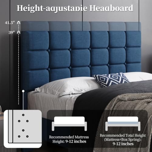 Yaheetech Full Size Upholstered Tufted Bed Frame with Headboard - Image 6