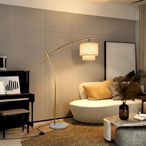 Lightdot Gold Arc Floor Lamp 70in Modern Standing Tall Lamps 3000K Dimmable by LightdotLighting