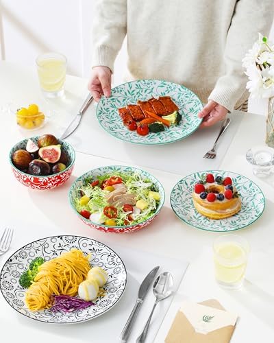 vancasso SELENE Plates and Bowls Set for 6, 24 Pieces Dinnerware Sets, Mircowave and Dishwasher Safe Dishes Set, Porcelain Muted Dinnerware - Image 5