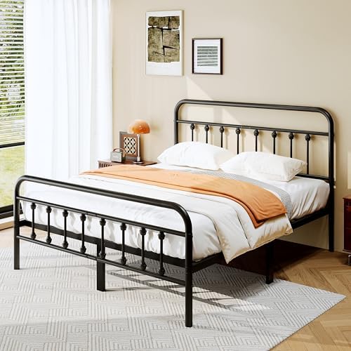 zunatu Full Size Metal Bed Frame, Victorian Style Headboard and Footboard - Image 5