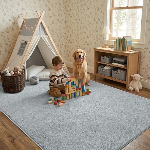 4x6 Light Grey Solid Area Rug Washable Non-Slip for Bedroom Living Room - Image 3