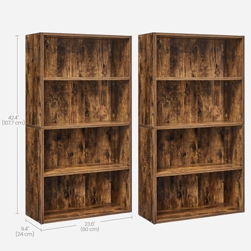 VASAGLE Set of 2 Bookshelves, 4-Tier Open Bookcases, Adjustable Shelves - Image 3