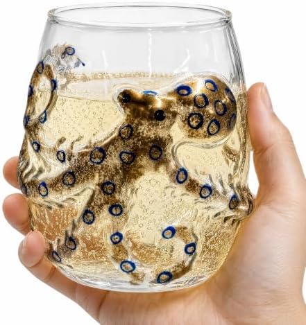 3D Ocean Animal Artisan Glassware Collection, Marine Animal Embossed Cup - Image 2