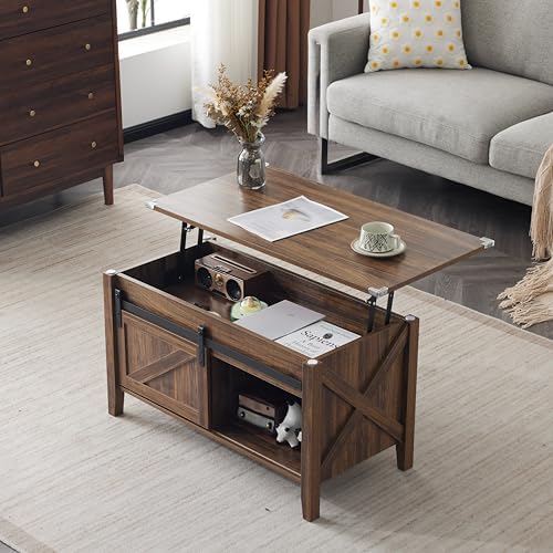 VINGLI Farmhouse Lift Top Coffee Table,36" Living Room Table,Espresso by VINGLI