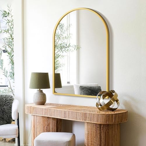 FICTOR 24" x 36" Arched Bathroom Vanity Mirror for Over Sink, Gold - Image 5