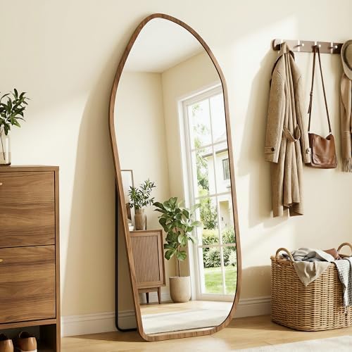 Suidia Full Length Mirror, Oversized Floor Mirror with Solid Wood Frame, Large Standing Mirror for Bedroom Living Room, Wood Art Style, Dark Walnut, 68" L x 26" W - Image 2