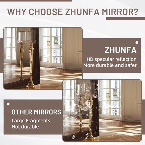 ZHUNFA Arched Full Length Mirror with Solid Wood Frame - Image 5