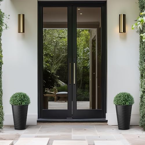 Kante Set of 2 Black Plastic Round Planters 15" Tall Home & Outdoor - Image 3