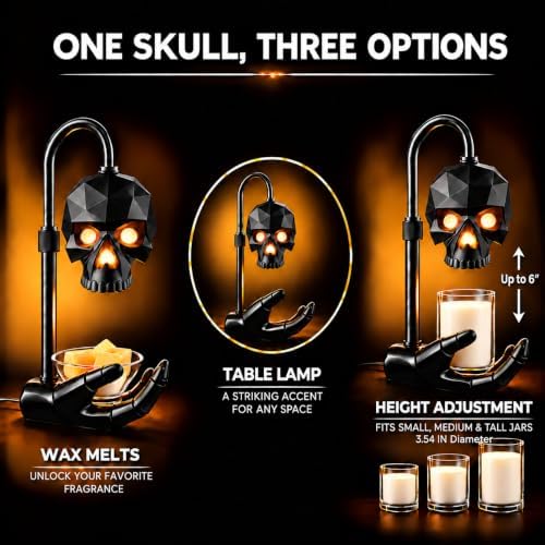 Gothic Skull Candle Warmer Lamp with Timer & Dimmer for Home Decor - Image 3
