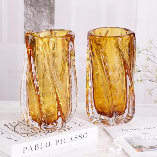 KAMMAK Glass Vase,Colored Hand Blown Decorative Vase - Image 5