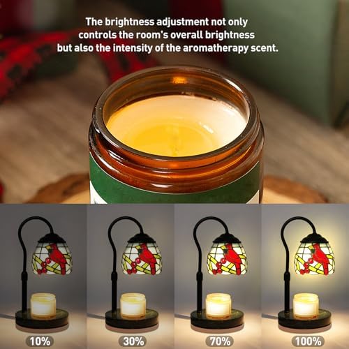 Cardinal Tiffany Candle Warmer Lamp, Adjustable Height Marble - Image 5