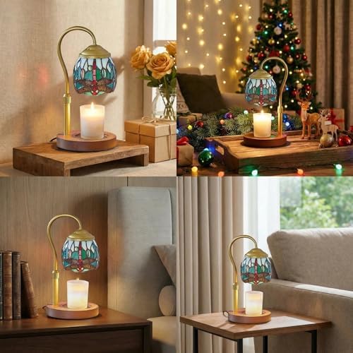 Dragonfly Tiffany Style Candle Warmer Lamp, Adjustable Height - Image 6