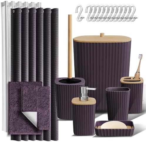 Clara Clark Purple Bathroom Set, Bathroom Sets with Shower Curtain and Rugs by ClaraClark