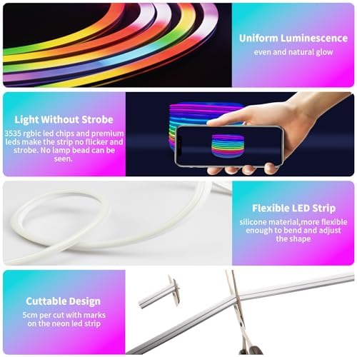 26FT LED Neon RGBIC Lights, Flexible IP65 Waterproof Outdoor LED Lights - Image 2