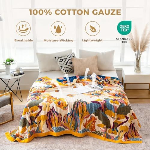 LUTBM Boho Throw Blanket for Bed 60"x80", 100% Cotton Couch Fall Blankets - Image 2