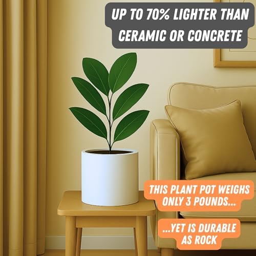 Fox & Fern Large Planter for Indoor or Outdoor, White Matte, 8 Inch - Image 3