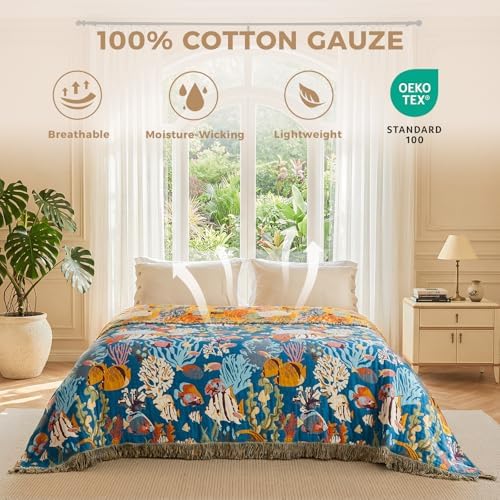 LUTBM Boho Throw Blanket for Couch 50"x60", Cotton Decorative Bed Throw - Image 3