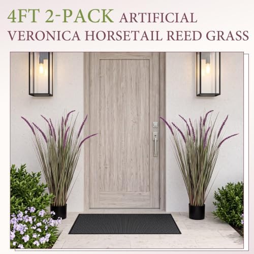 Jexine 2 Pack 4ft Artificial Veronica Grass Plants, Purple, Potted - Image 5