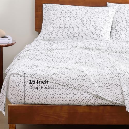 LANE LINEN Full Size Sheets 100% Organic Cotton Cooling Soft - Haze Grey - Image 4